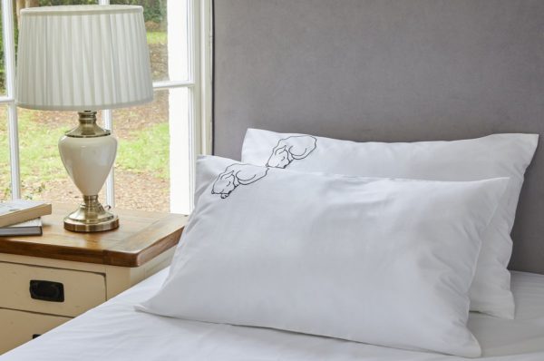 Snoozy Dog White Sateen Organic Pillowcase