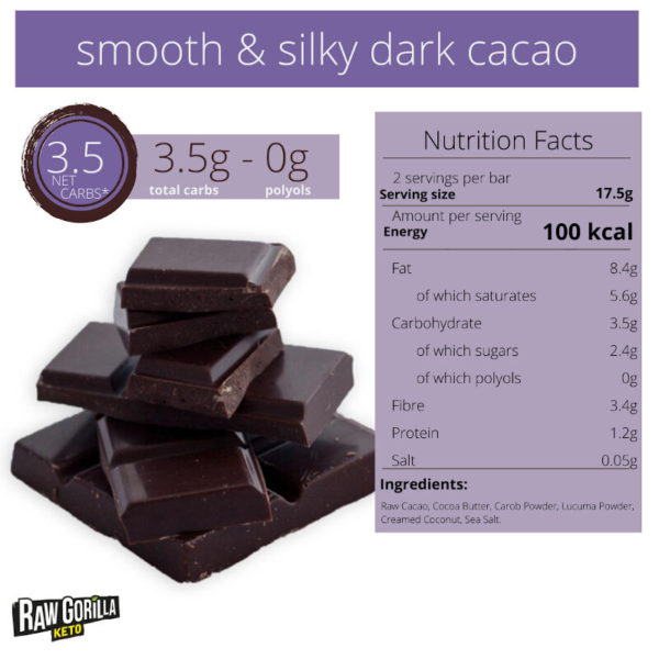 Raw Gorilla Smooth &Amp; Silky Dark Keto Chocolate Bar