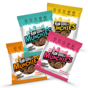 Raw Gorilla Munchies Taster Pack - 4 flavours of delicious vegan & organic healthy snacks