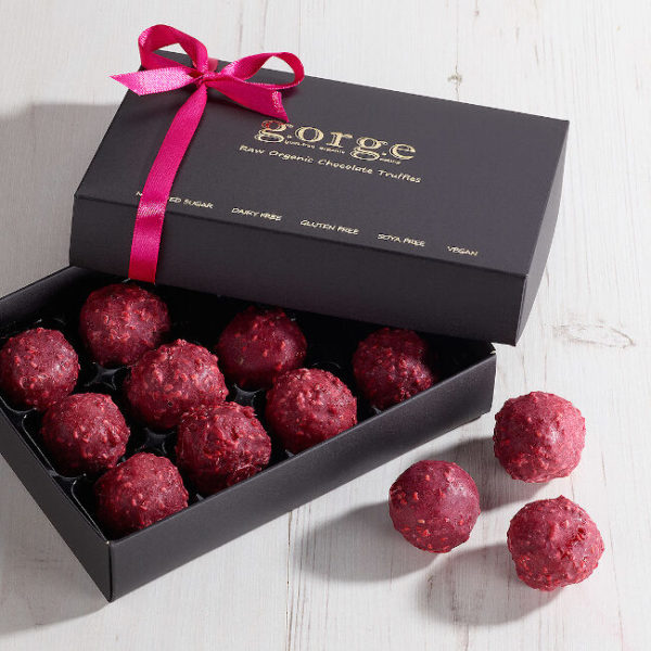 12 Raw Organic Truffles - Raspberry Chocolate