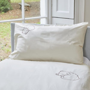 Snoozy dog embroidered single organic duvet set